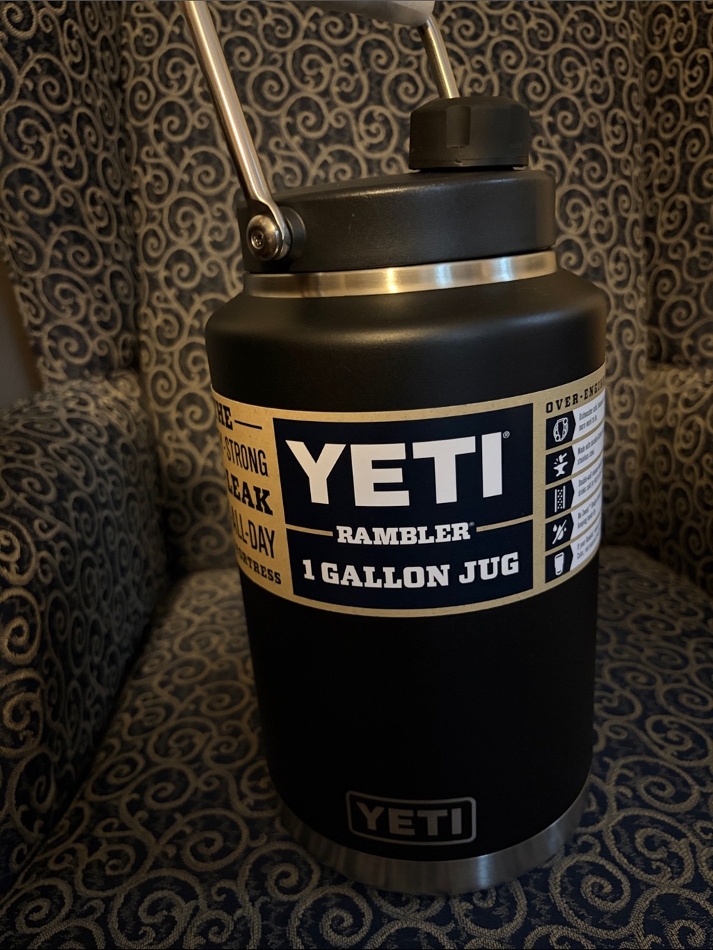 Yeti Rambler 1 Gallon Jug in Black with Silver Accents